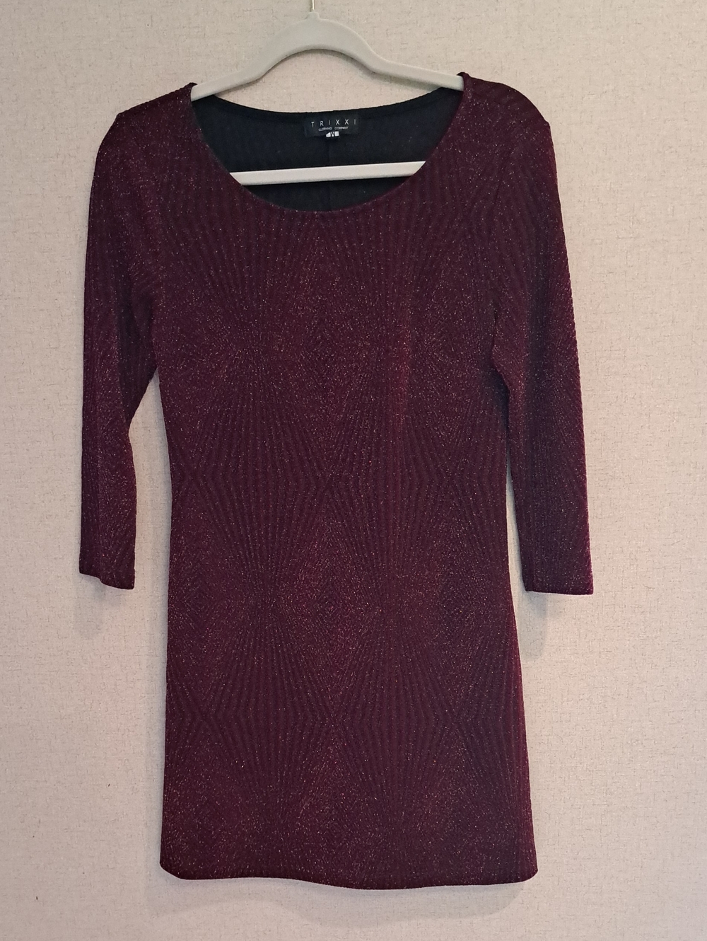 Trixxi Sparkly Black and Burgundy Dress